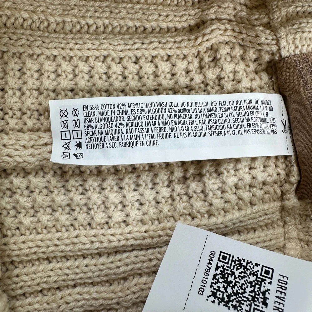 Forever 21 Pantone M Womens Cable Knit Shorts Sand Beige Drawstring Waist Casual